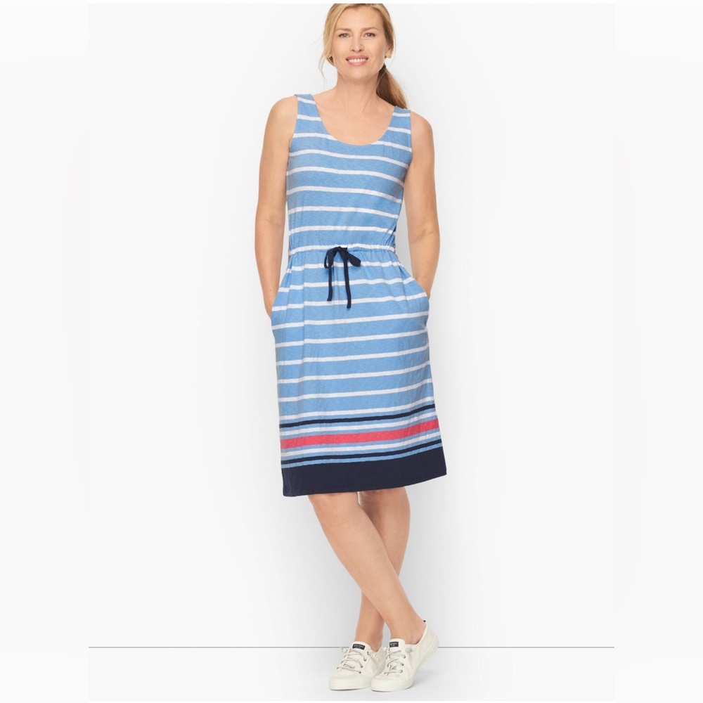 💙 Talbots Blue Striped Tank Dress with Pockets – Size Medium